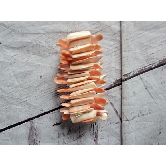 Orange Coral Real Shell Stretch Bracelet Chunky Vacation Beach Nice Elastic Boho - Picture 4 of 6